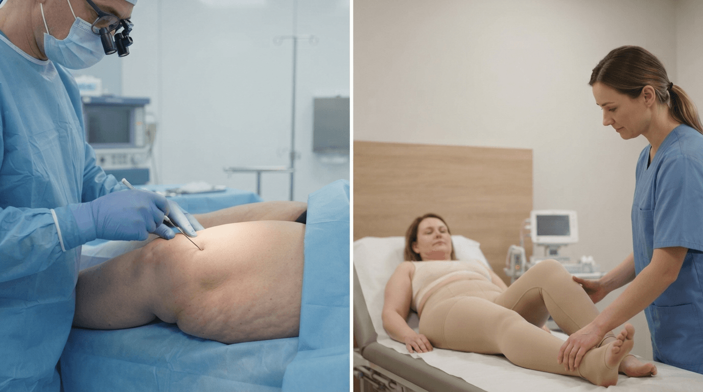Eftervård och kompressionsbehandling efter kirurgisk behandling av lipödem